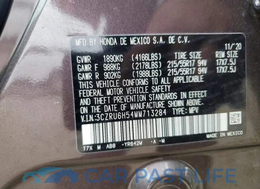3CZRU6H54MM713284# 12