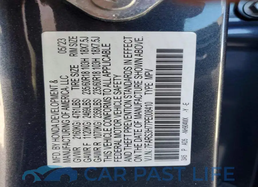 7FARS3H77PE008410# 13