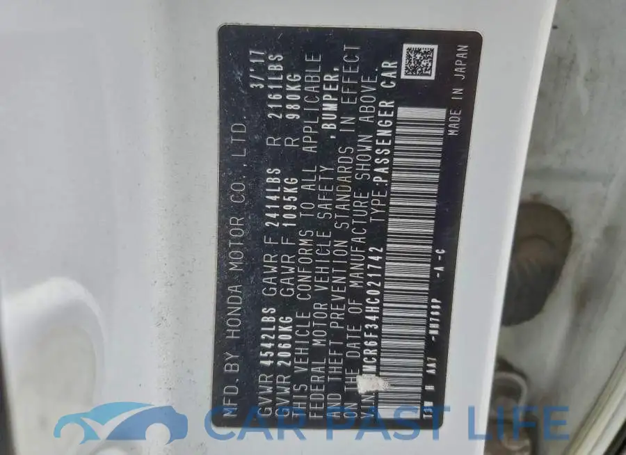 JHMCR6F34HC021742# 12
