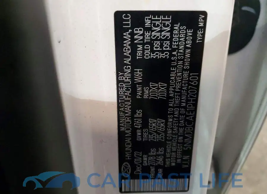 5NMJBCAE1PH207601# 13