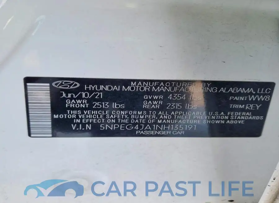 5NPEG4JA1NH135191# 12