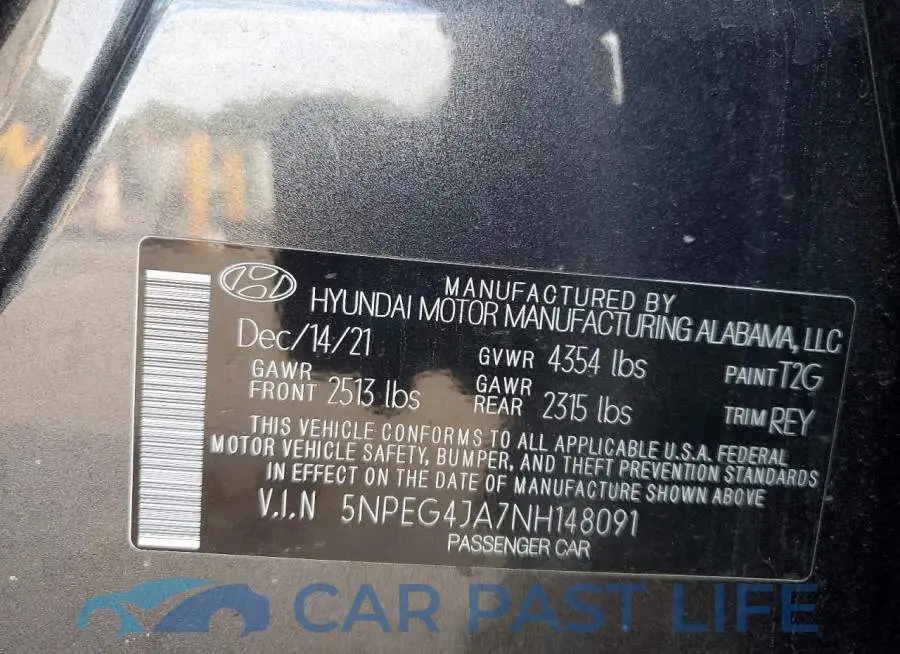 5NPEG4JA7NH148091# 12