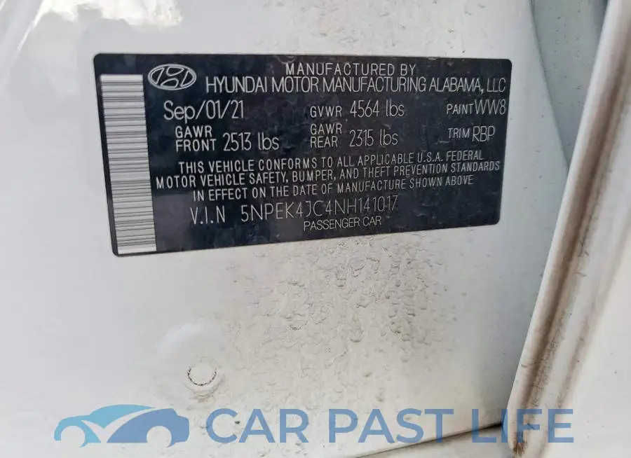 5NPEK4JC4NH141017# 12