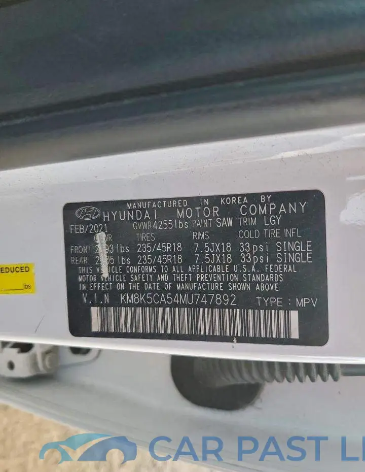 KM8K5CA54MU747892# 14