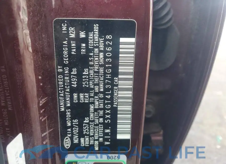 5XXGT4L37HG130628# 12
