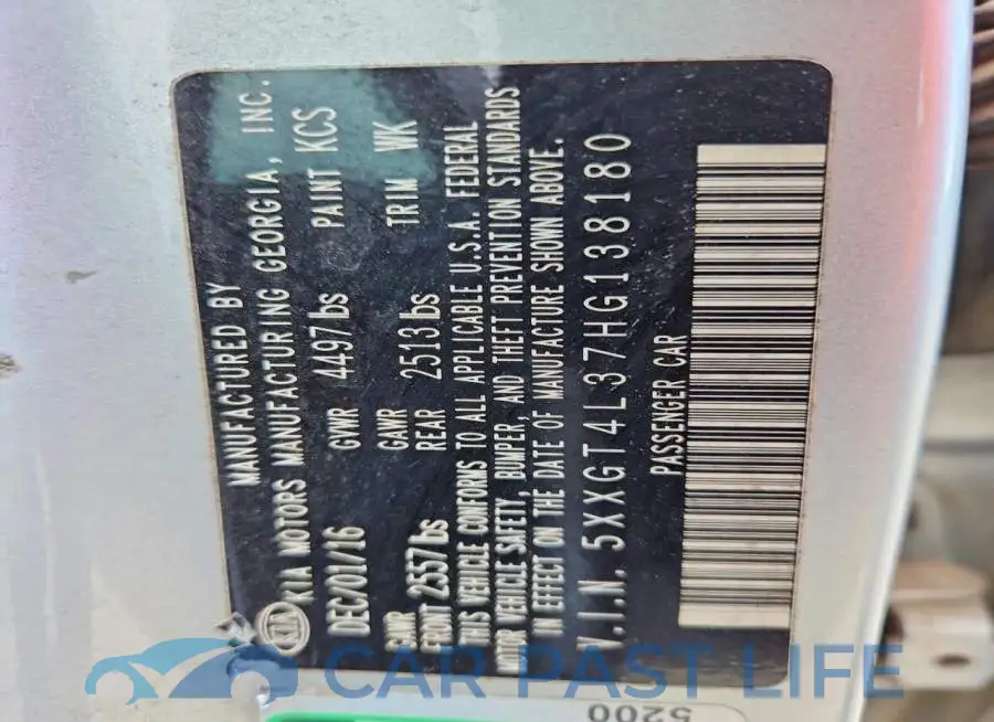 5XXGT4L37HG138180# 13
