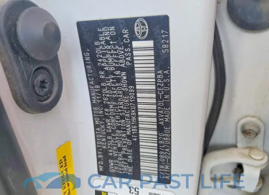4T1B61HK8KU719099# 12