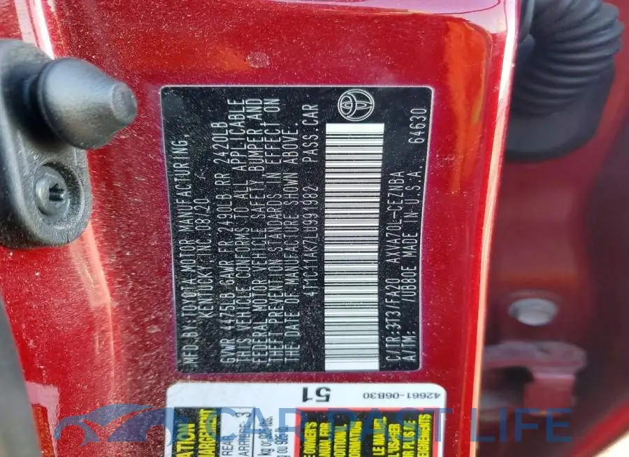 4T1C11AK7LU991982# 12