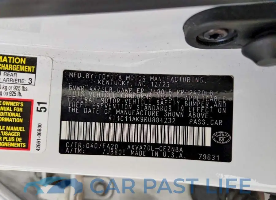 4T1C11AK9RU884232# 13