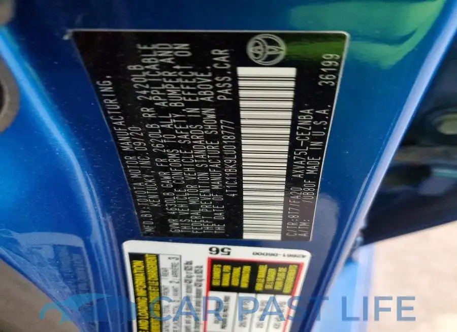 4T1C11BK9LU018777# 12