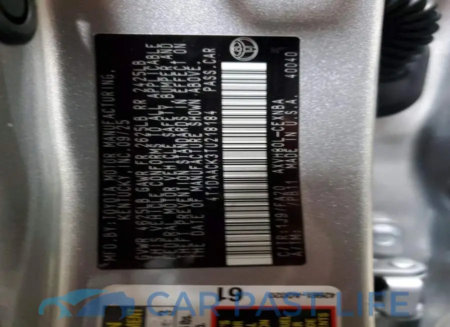 4T1DAACK3TU218184# 12