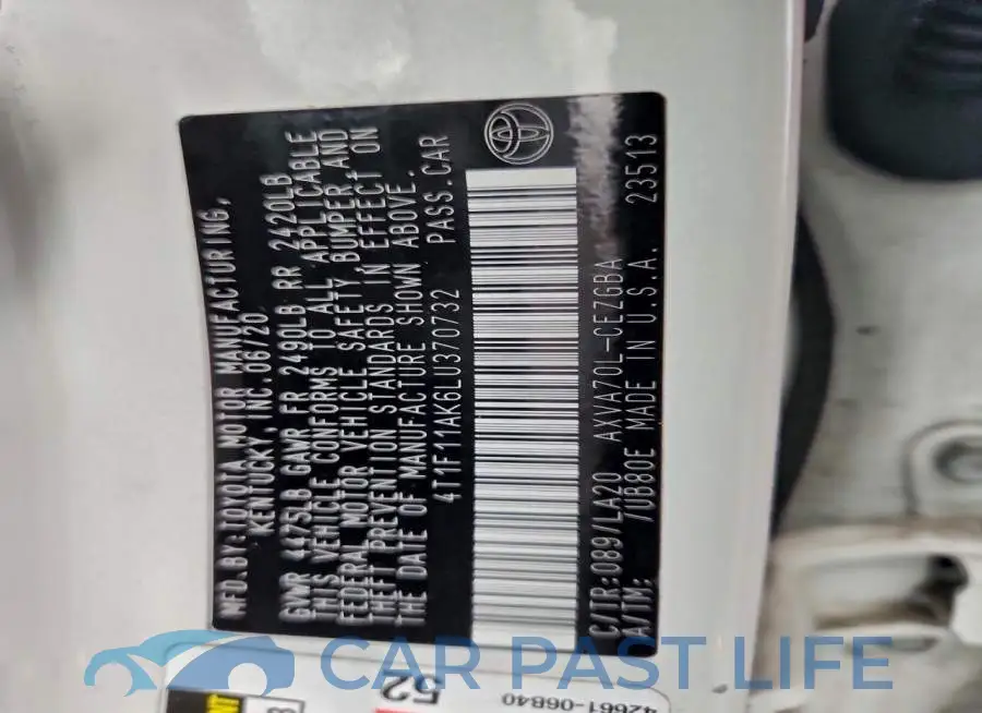 4T1F11AK6LU370732# 12