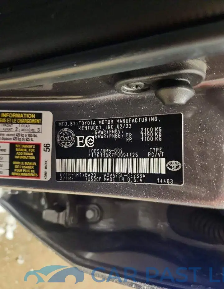 4T1G11BK7PU094425# 12
