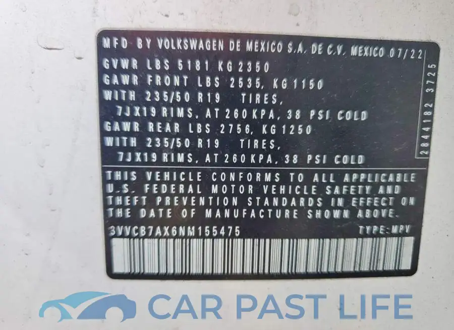 3VVCB7AX6NM155475# 14