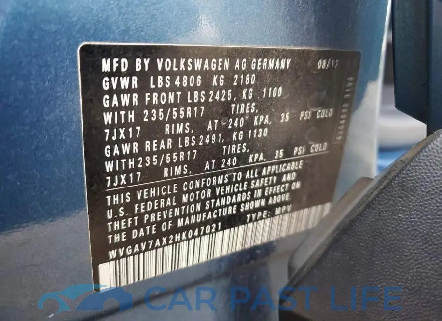 WVGAV7AX2HK047021# 13