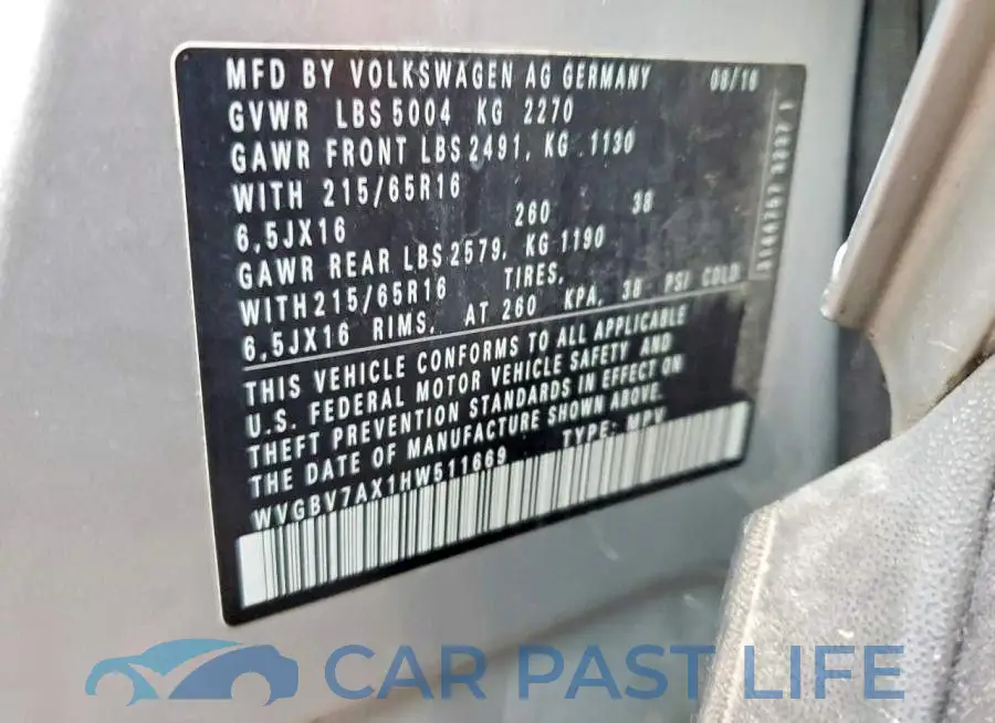 WVGBV7AX1HW511669# 12