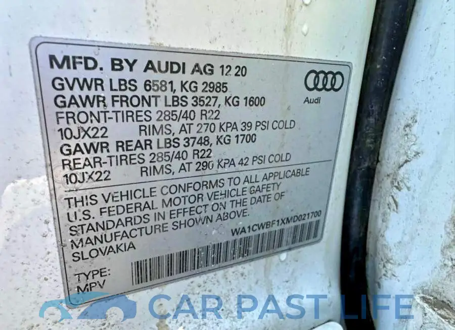 WA1CWBF1XMD021700# 10
