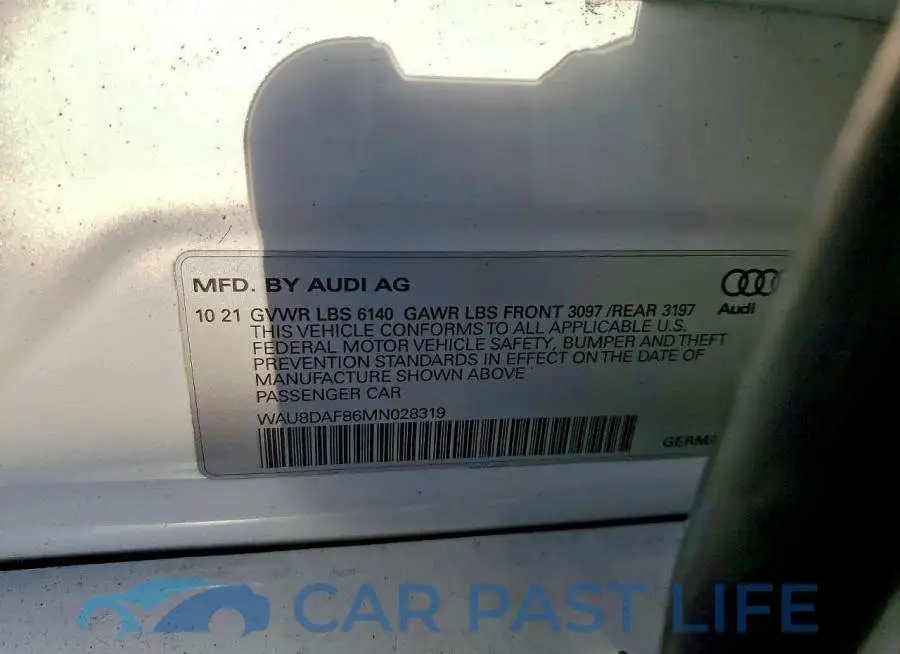 WAU8DAF86MN028319# 12