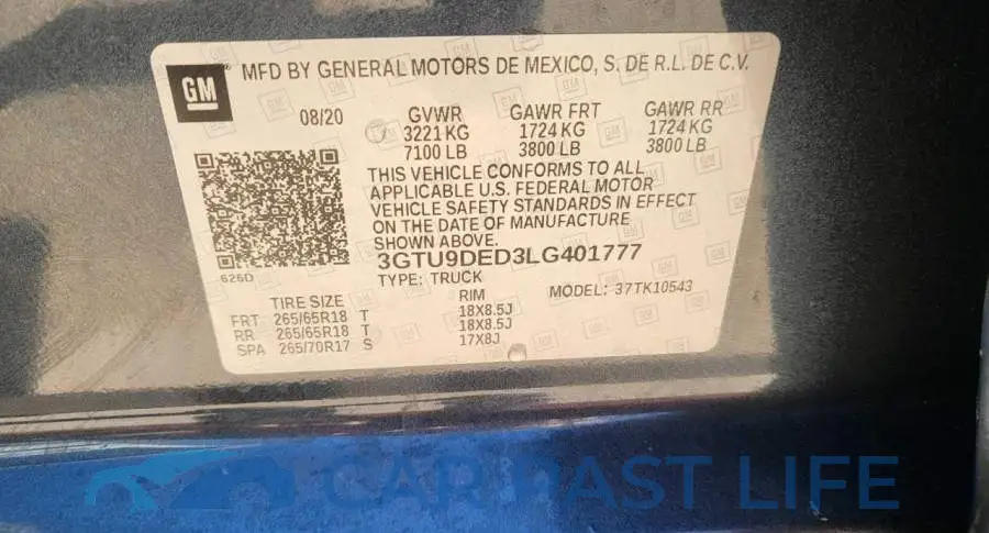 3GTU9DED3LG401777# 10