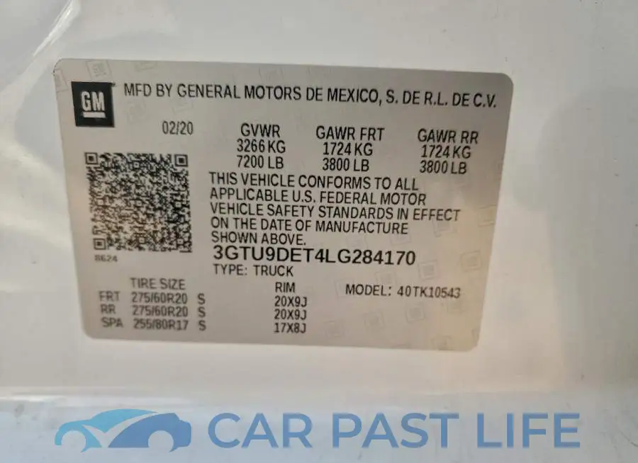 3GTU9DET4LG284170# 12