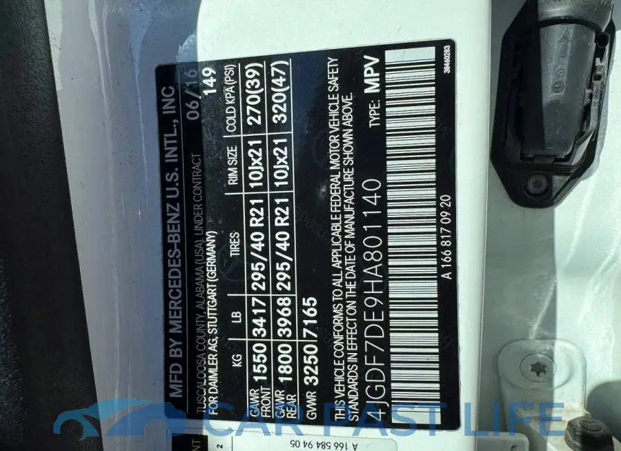 4JGDF7DE9HA801140# 10