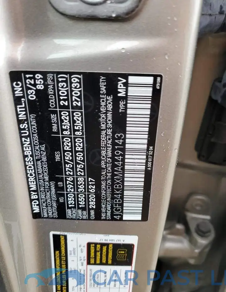4JGFB4KBXMA449143# 13