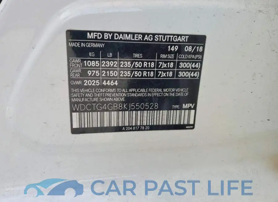 WDCTG4GB8KJ550528# 13