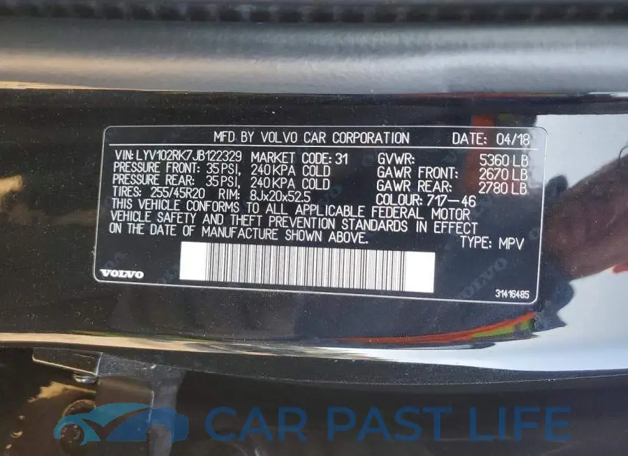 LYV102RK7JB122329# 12