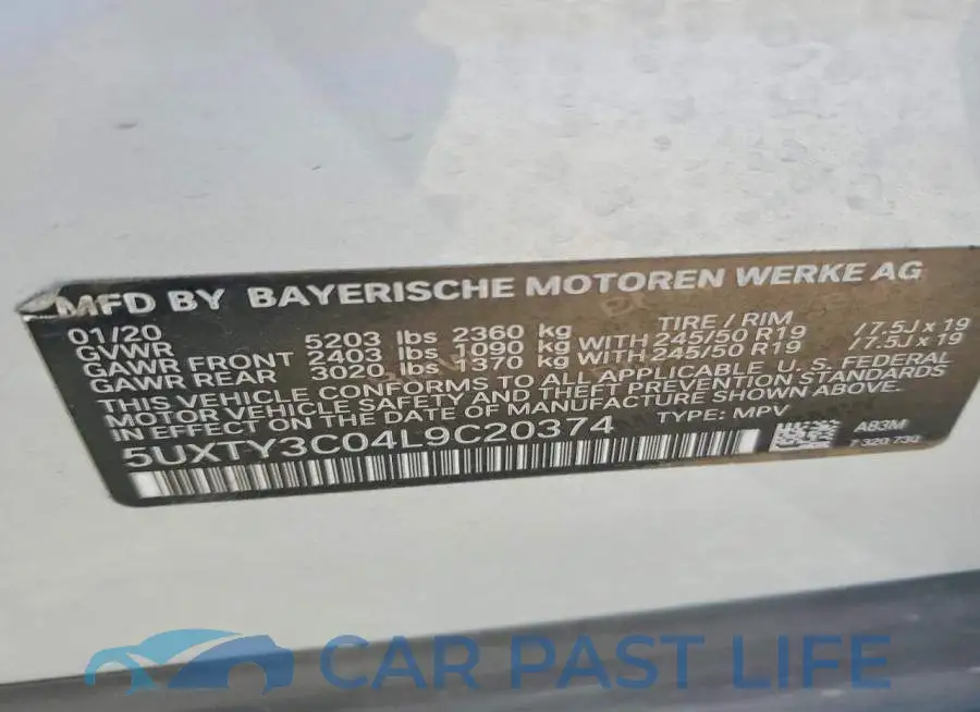 5UXTY3C04L9C20374# 13