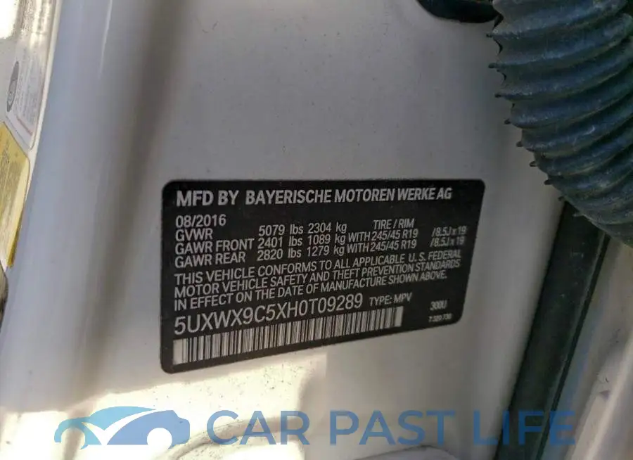 5UXWX9C5XH0T09289# 13
