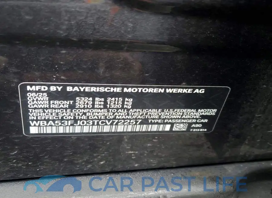 WBA53FJ03TCV72257# 13
