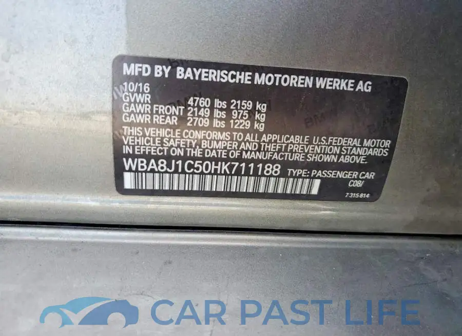 WBA8J1C50HK711188# 12