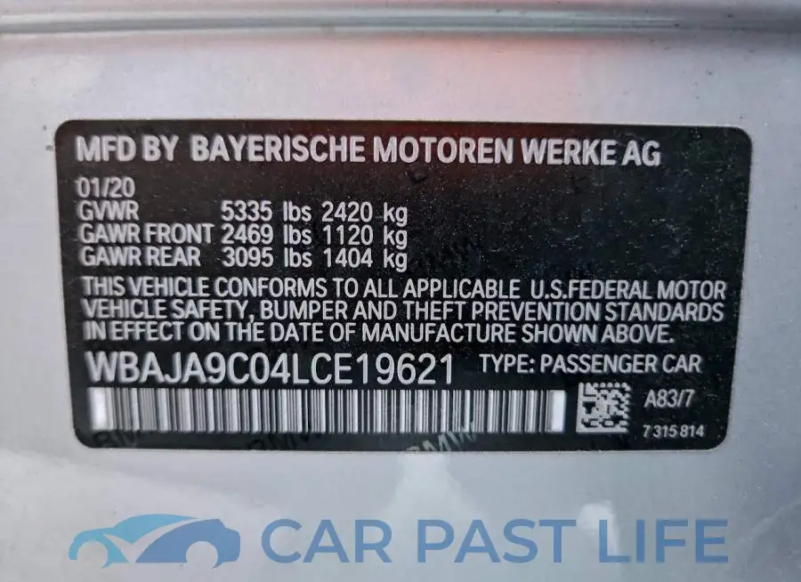 WBAJA9C04LCE19621# 12