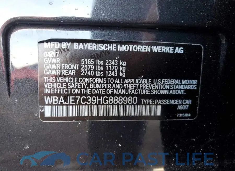 WBAJE7C39HG888980# 12