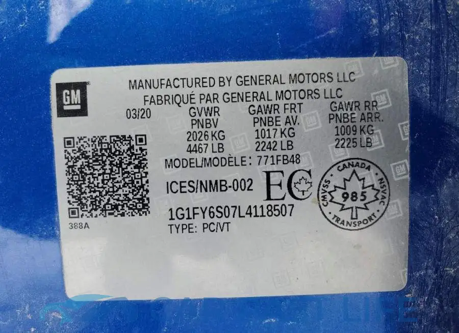 1G1FY6S07L4118507# 12