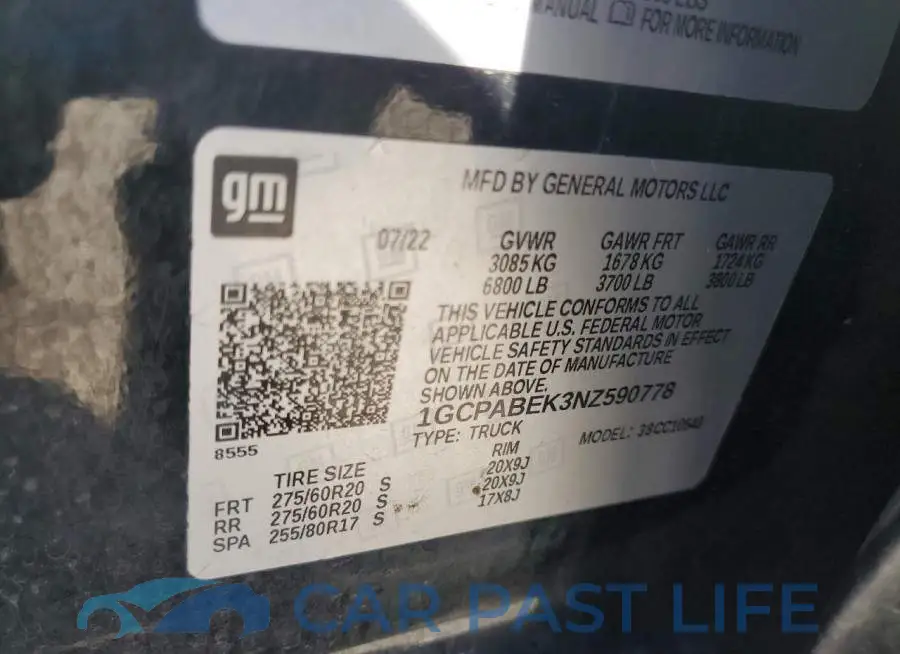 1GCPABEK3NZ590778# 12