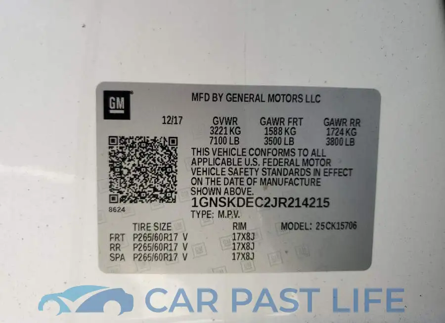 1GNSKDEC2JR214215# 13