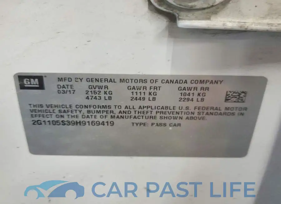 2G1105S39H9169419# 12