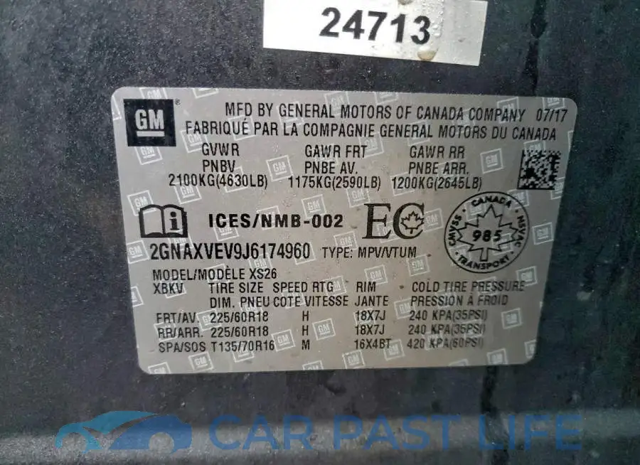 2GNAXVEV9J6174960# 13