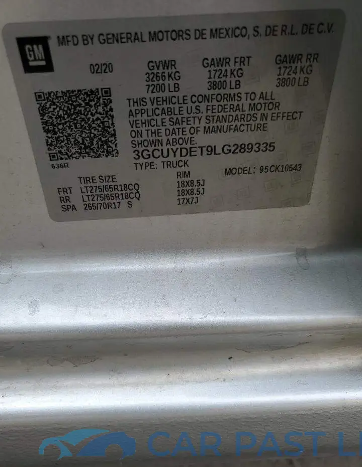3GCUYDET9LG289335# 12