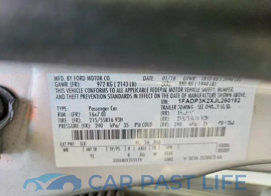 1FADP3K2XJL260182# 13