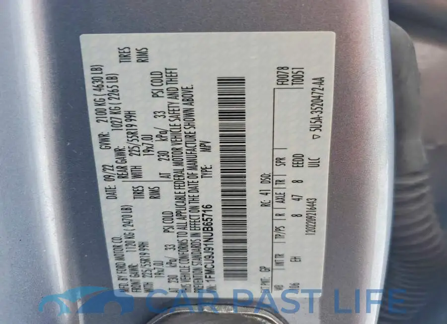 1FMCU9J91NUB65716# 12