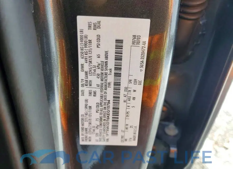 1FT8W3DT6KEG15794# 12