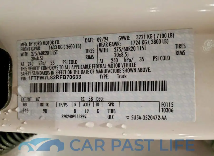 1FTFW7L82RFB70633# 12