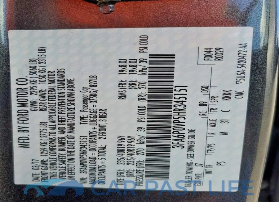 3FA6P0VP5HR345151# 12