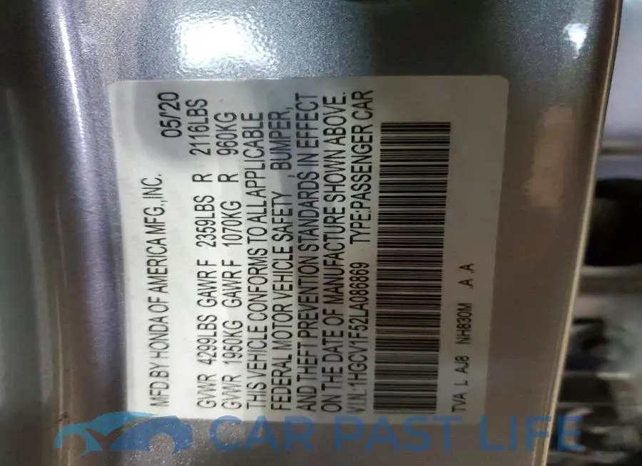 1HGCV1F52LA086869# 12