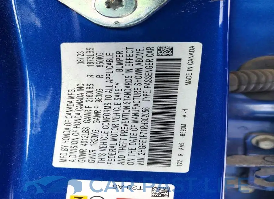 2HGFE1F71RH302056# 12