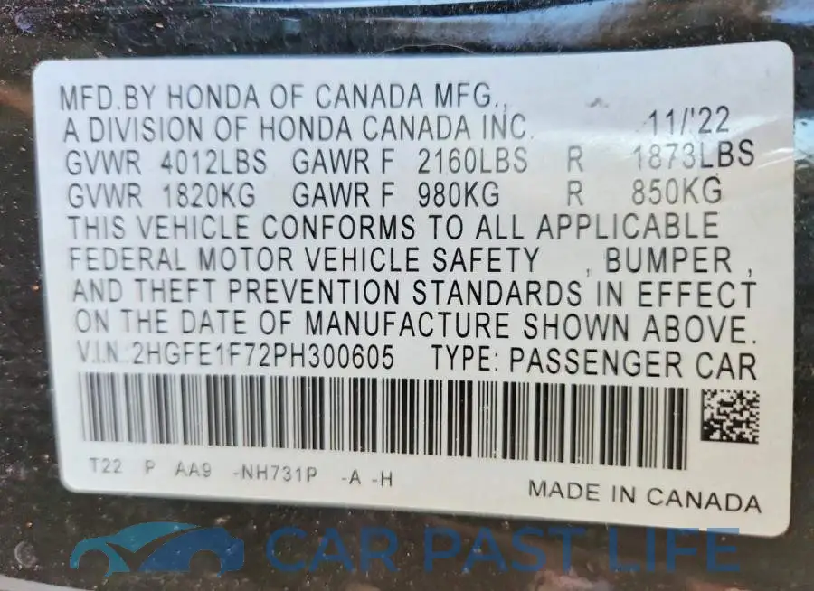 2HGFE1F72PH300605# 12