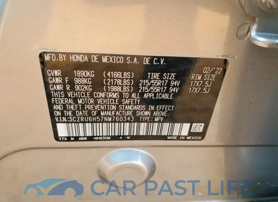 3CZRU6H57NM760343# 13