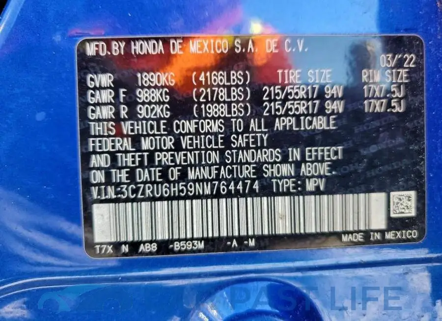 3CZRU6H59NM764474# 13